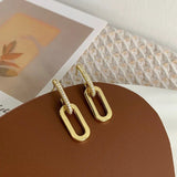 Zircon Chain Drop Earrings Gold Geometric Round for Women Jewelry - Gemstone Gold