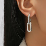 Zircon Chain Drop Earrings Gold Geometric Round for Women Jewelry - Gemstone Gold