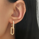 Zircon Chain Drop Earrings Gold Geometric Round for Women Jewelry - Gemstone Gold