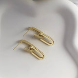 Zircon Chain Drop Earrings Gold Geometric Round for Women Jewelry - Gemstone Gold