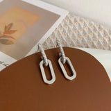 Zircon Chain Drop Earrings Gold Geometric Round for Women Jewelry - Gemstone Gold