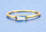 Small Aquamarine Gemstone Ring 925 Silver 14K Yellow Gold Womens Wedding Jewelry