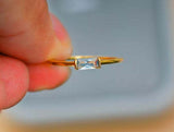 Small Aquamarine Gemstone Ring 925 Silver 14K Yellow Gold Womens Wedding Jewelry