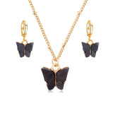 Pink Butterfly Jewelry Set Earrings Pendant Necklaces For Women Jewelry