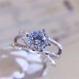 Shiny Fancy Zircon Cross Ring for Women Bridal Wedding Jewelry
