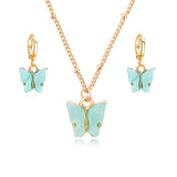 Pink Butterfly Jewelry Set Earrings Pendant Necklaces For Women Jewelry