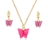 Pink Butterfly Jewelry Set Earrings Pendant Necklaces For Women Jewelry