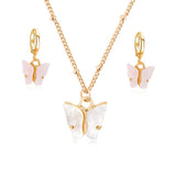 Pink Butterfly Jewelry Set Earrings Pendant Necklaces For Women Jewelry