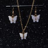 Pink Butterfly Jewelry Set Earrings Pendant Necklaces For Women Jewelry