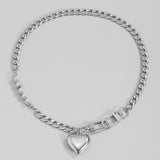 Punk Heart Pendant Necklace for Women Chain Jewelry Gift