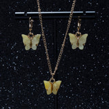 Pink Butterfly Jewelry Set Earrings Pendant Necklaces For Women Jewelry