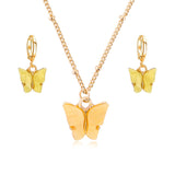 Pink Butterfly Jewelry Set Earrings Pendant Necklaces For Women Jewelry