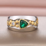 Vintage Two Tone Ring for Women Party Gift Jewelry 