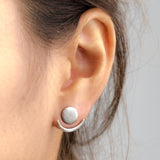 Round Golden Moon Stud Earrings for Women Anniverssary Jewelry