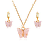 Pink Butterfly Jewelry Set Earrings Pendant Necklaces For Women Jewelry