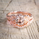 Shiny Zircon Gemstone Ring Set Women Wedding Rose Gold Jewelry