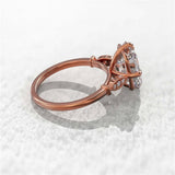 Square White Sapphire Ring Rose Gold Engagement for Women Jewelry