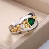 Vintage Two Tone Ring for Women Party Gift Jewelry 