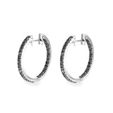Round Black Spinel Hoop Earrings Silver Engagement for Women Jewelry