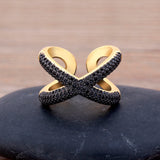 Cross Zircon Gemstone X Ring Silver Wedding Party Jewelry