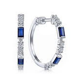 Shiny Blue Sapphire Engagement Hoop Earrings Party Women Jewelry