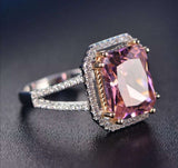 Natural Pink Spinel Gemstone Ring 925 Sterling Silver Women's Wedding Jewelry