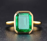 Natural Vintage Emerald Ring 18K Yellow Gold Women's Wedding Bridal Jewelry