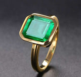 Natural Vintage Emerald Ring 18K Yellow Gold Women's Wedding Bridal Jewelry