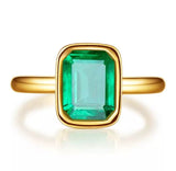 Natural Vintage Emerald Ring 18K Yellow Gold Women's Wedding Bridal Jewelry