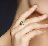Natural Vintage Emerald Ring 18K Yellow Gold Women's Wedding Bridal Jewelry