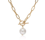 Natural Pearl Water Pendant Necklace Choker Long Link Chain Lariat Gold Jewelry