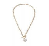 Natural Pearl Water Pendant Necklace Choker Long Link Chain Lariat Gold Jewelry