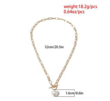Natural Pearl Water Pendant Necklace Choker Long Link Chain Lariat Gold Jewelry