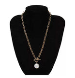 Natural Pearl Water Pendant Necklace Choker Long Link Chain Lariat Gold Jewelry