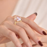 Natural Freshwater Baroque Ring Pearl 18K Gold Women Jewelry