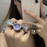 Unique Watch Ring For Women Anniversary Punk  Jewelry