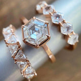 LUXURY White Sapphire Ring Set Gold Wedding for Women Jewelry