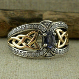 Vintage TwoTone Amethyst Ring for Women Blue  Engagement Jewelry