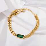 Charm Green Emerald Bangle Bracelet For Women Jewelry Party