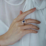 Vintage Antique Yellow Gold Ring for Women Sapphire Wedding Jewelry