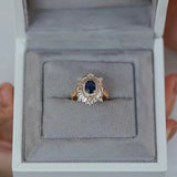 Vintage Antique Yellow Gold Ring for Women Sapphire Wedding Jewelry