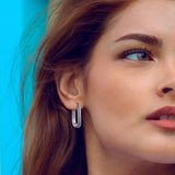 U Shape Purple Amethyst Hoop Earring Silver for Women Anniverssary Jewelry