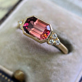 Vintage Square Emerald Ring for Women Gold Inlaid Green Zircon Wedding Jewelry