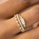 LUXURY White Sapphire Ring Set Gold Wedding for Women Jewelry