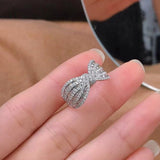  Dazzling Silver Fancy Bow Ring Women Wedding Band Jewelry