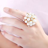 Vintage Baroque Pearl Ring Gold for Women Girls Party Jewelry