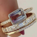 LUXURY White Sapphire Ring Set Gold Wedding for Women Jewelry