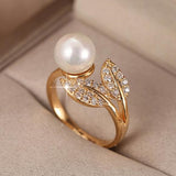 Vintage Baroque Pearl Ring Gold for Women Girls Party Jewelry