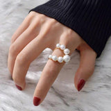 Vintage Baroque Pearl Ring Gold for Women Girls Party Jewelry