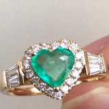 Vintage Square Emerald Ring for Women Gold Inlaid Green Zircon Wedding Jewelry